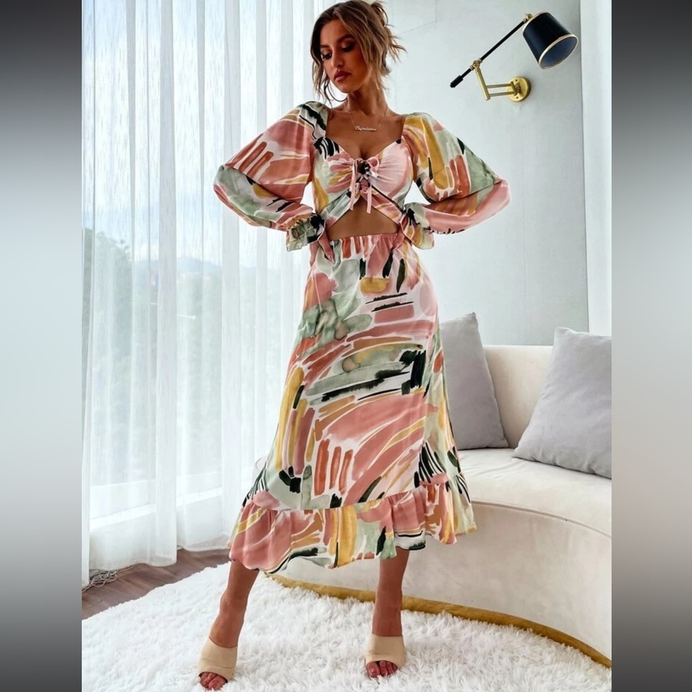 Multicolor Cut Out Dress
